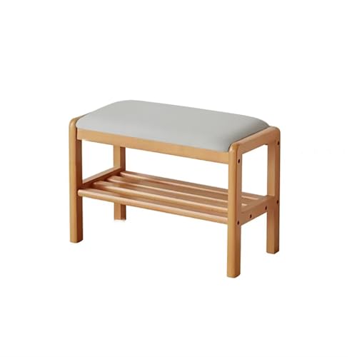Wjftoday Grey Shoe Storage Bench, Wooden Entryway Bench With Comfy Cushion, Space-Saving Ottoman For Hallways And Entryways