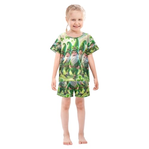 Gnomes St Patricks Pajama Set Short Sleeve Pajamas Shorts Sets Cotton PJS 2 Piece Clothes Set 5Y3