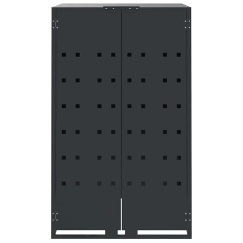 Vidaxl Copribidone Con Ruote 4 Bidoni Antracite 276X79X117Cm Acciaio, Copribidone Da Esterno, Copri Bidone, Copribidone In Metallo - 5