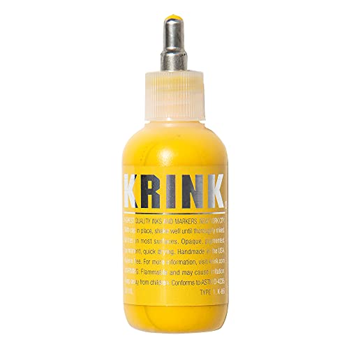 Krink K-66 Yellow Paint Marker - Vibrant and Opaque Fine Art Graffiti Markers for Unique Marks on Metal Paper Painted Surfaces and More - Alcohol-Based Krink Permanent Paint Markers for Lasting Lines