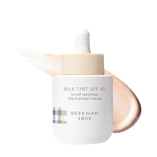 Beekman 1802 Milk Tint Face Primer with SPF 43, Fair - Oxybenzone Free - 1 oz - Tinted Mineral SPF, Makeup Primer & Moisturizer - Blends Seamlessly - Good for Sensitive Skin - Cruelty Free
