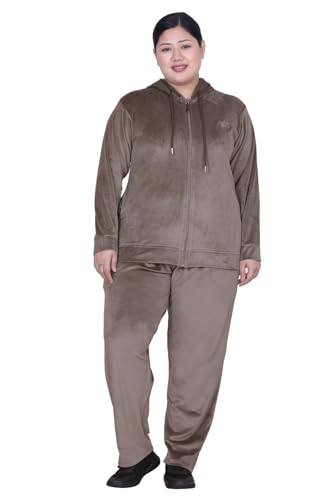 Image of CUPID Regular Fit Velvet Track Suit for Woman, Winter Wear Velvet Night Suit Set with Pockets for Sports, Night, Jogging, Daily Gym Wear L to 5XL