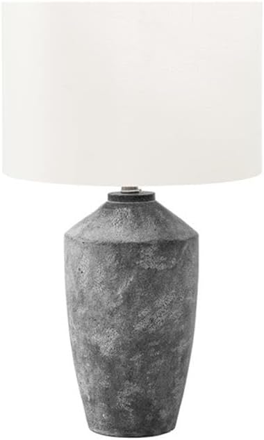 Pemberly Row 25" Table Lamp, Gray Concrete Base with Aged Finish, Ivory Drum Shade, 3-Way Switch for 100W Bulb, Decorative Lighting for Side Tables, Nightstands, Living Room, Bedroom, or Office