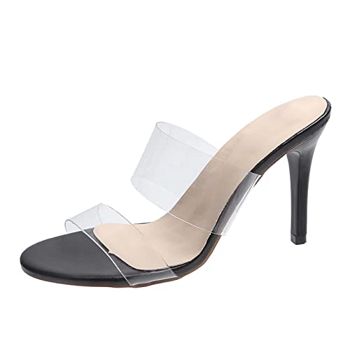 Sandales stiletto avec bout rond ouvert et plateforme transparente