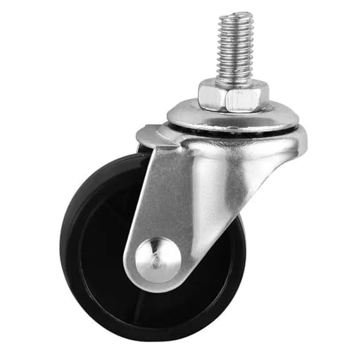 Roulettes universelles de 5 cm noires pour meuble vis M8 et roues de 50 mm