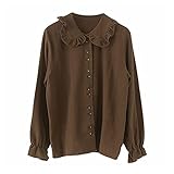 Estas camisas de botones de manga larga están hechos de tela de viscosa, que es transpirable y tiene una sensación similar a la seda.