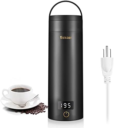 Travel Electric Tea Kettle Portable Small Mini Coffee Kettle, with 4 Variable Presets, Personal Hot Water Boiler 304 Stainless Steel with Auto Shut-Off & Boil Dry Protection, BPA-Free Black