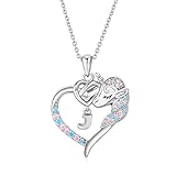 Fezodo Regalos de unicornio para niñas, cadena de plata de unicornio con letras, cadena de plata, joyas para niños, regalo de cumpleaños para niños, niñas, regalos 5 6 7 8 9 10 11 12 años, Plata