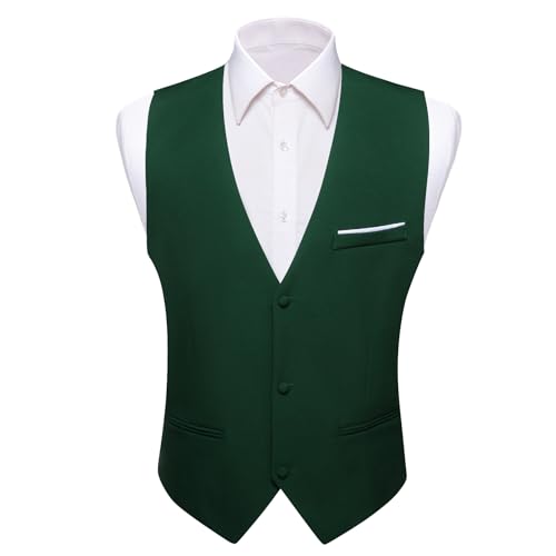 Image of Barry.Wang Mens Suit Vest Bow Tie Set 4PCS Formal V-neck Slim Fit Casual Solid Color Waistcoat Wedding Party Tuxedo
