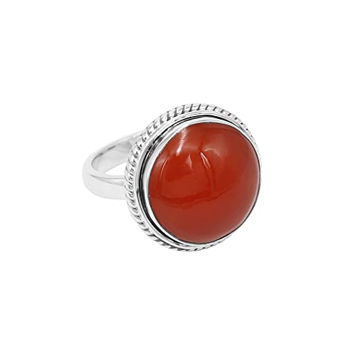 Bague Cornaline en argent 925 sterling pour femme taille 7.5
