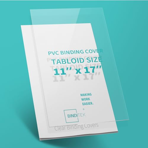 Image of Binditek 8 Mil PVC Binding Covers, 11 x 17 Inches, Clear, 100 Pack