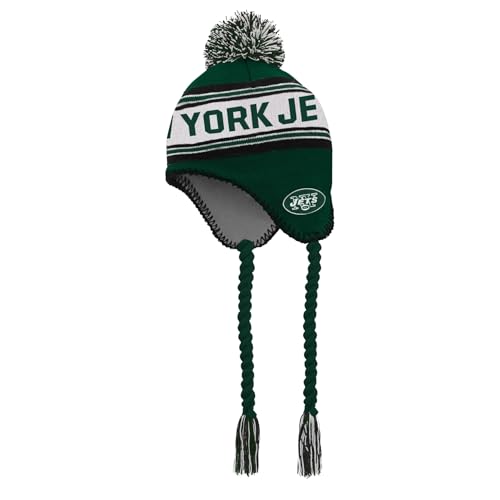 Outerstuff NFL New York Jets Toddlers Winter Tassel Knit Beanie Hat with Pom, One Size