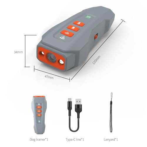 CILIENG Anti Bell Gerät für Hunde, Ultraschall Anti Bell Gerät Bellenstopper Hund mit 3 Frequenzstufen, Wiederaufladbar Anti-Hundebellgerät Sicher für Kleine Mittel Große Hunde(Grau)