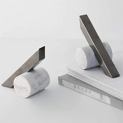 Aniic Book Ends Marble Bookends Stainless Steel Geometry Book Ends For Heavy Book Shelf Home Decoration Bookends #TOP2