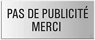 Plaque Gravée 'Pas De Publicité' – 10x2.5 Cm, Avec Adhésif, Épaisseur 1,6 Mm