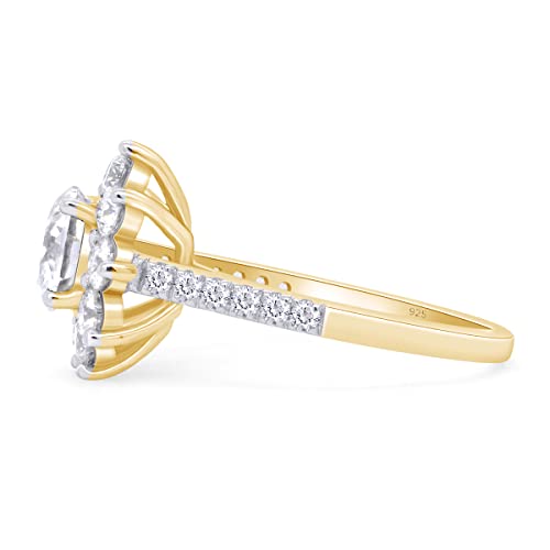 SAVEARTH DIAMONDS 1.70 Carat Round Cut Lab Created Moissanite Diamond Flower Engagement Wedding Ring In 14K Gold Over Sterling Silver Jewelry For Women (D Color, VVS1 Clarity)3