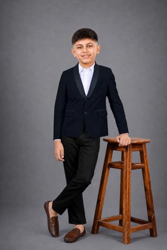Image of SaintX Boys Premium Tuxedo Blazer (1 to 14 Years) | Prince Charming Formal Wear Collection for Kids & Boys | Fully Lined | Shawl Collar | Slim Fit | Royale Luxury Wear