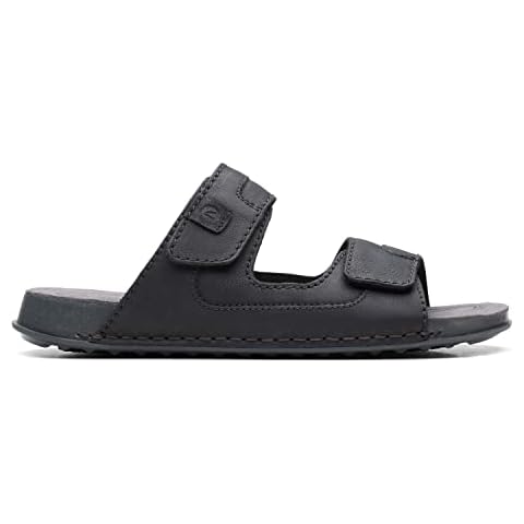 Clarks Men's Crestview Black Leather Sandals Cover