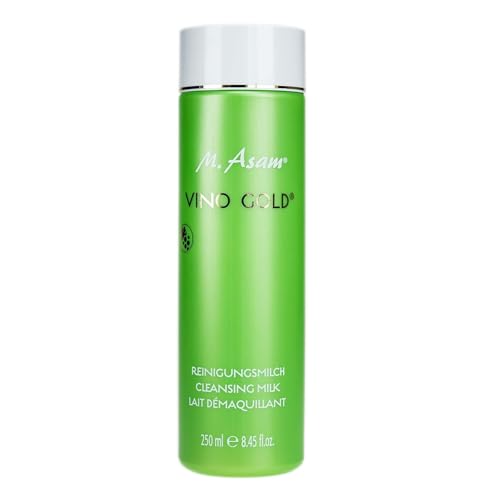 M. Asam Vino Gold - Leche limpiadora equilibradora (250 ml) – Limpia y libera la piel de impurezas, ideal para eliminar el maquillaje, hidrata, con vitamina E, limpieza facial vegana