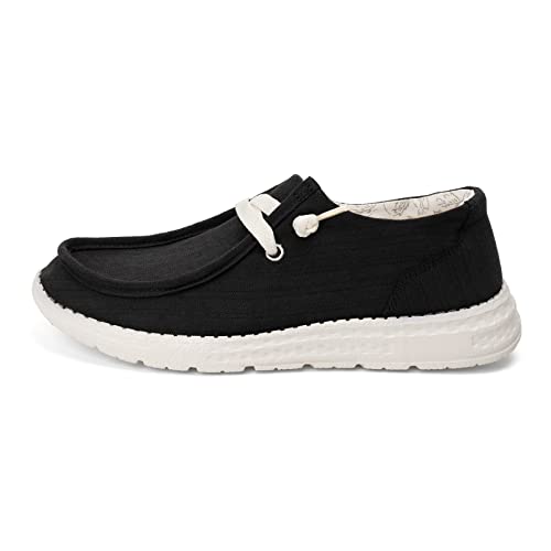 Image of Women's Canvas Loafers, Comfortable Slip-On Walking Shoes | Breathable Fabric Upper, Flexible Boat-Shoe Styling, Easy On and Off for Errands, Travel, Commuting and Everyday Wear