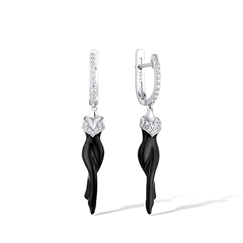 Santuzza 925 Sterling Silver Enamel Lady Dress Earrings Cubic Zirconia Dangle Earrings For Women #TOP14