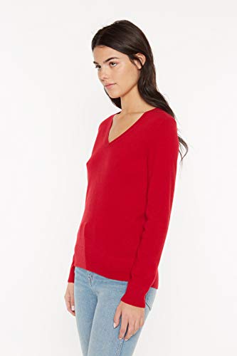 Image of JENNIE LIU Women's 100% Pure Cashmere Long Sleeve Pullover V Neck Sweater