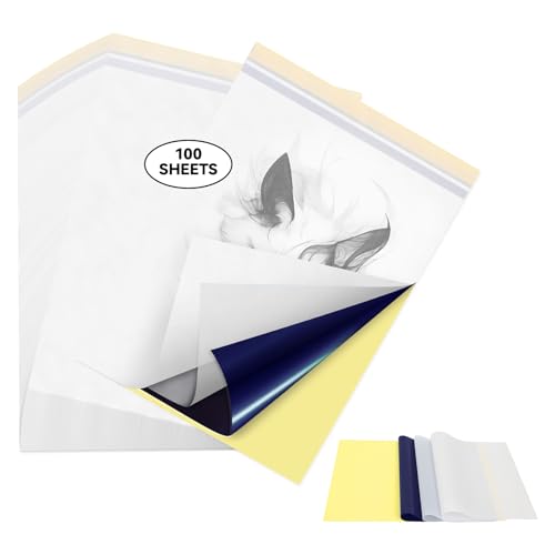 PeriPage 100 Sheets Tattoo Transfer Paper, A4 Size Stencil Paper for Tattooing - High-Visibility Purple Dye, Easy Transfer Tattoo Stencil Paper for Professional and Personal Use