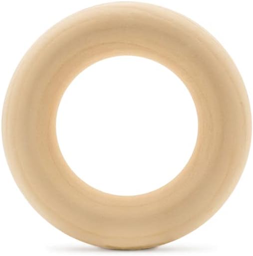Wood Rings for Crafts 1-3/4 Inch, Pack of 50 Unfinished Wooden Rings for Macrame and Jewelry-Making, by Woodpeckers