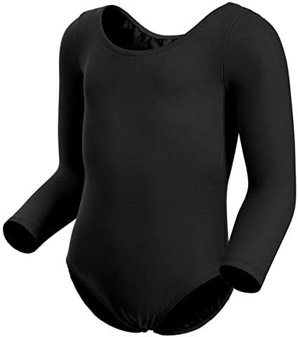 Magic Town Long Sleeve Leotard for Girls Toddler Gymnastics Ballet Dance (8-10,Black)