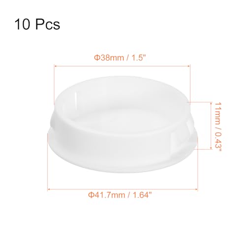 Image of uxcell 38mm /1.5 inch Plastic Hole Plugs, 10Pcs Flush Type Panel Round Snap in Fastener Knockout Locking Plugs for Furniture Insert End Caps Panels, White
