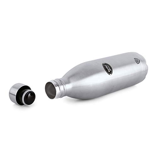 Image of Cello Swift Silver 1 L Flask Puro Steel-X Benz Inner Steel Outer Plastic with PU Insulation 900 ml Black Water Bottle