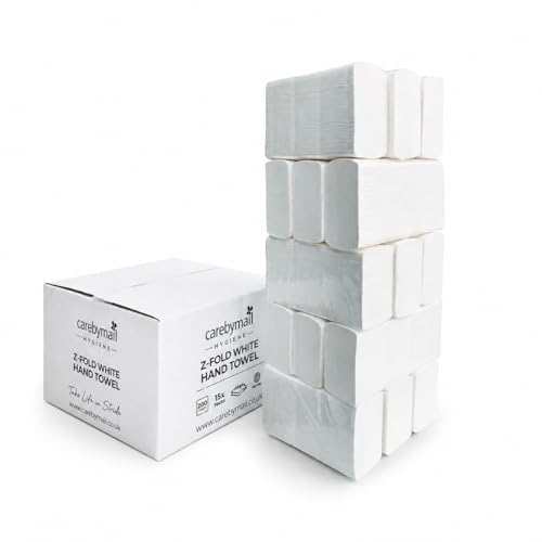 3000 x ZFold Paper Hand Towels White 2Ply Paper Towels 23cm x 23cm High Absorbency Soft Hygienic Disposable Paper Towel for Washrooms Kitchens and Commercial and Home Use