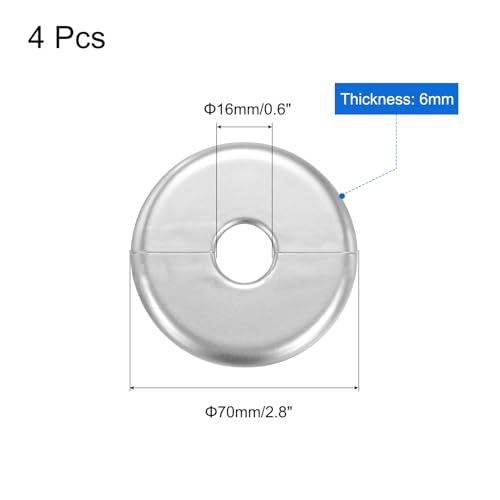 uxcell 4pcs Wall Split Flange 70mm / 2.8\" OD Escutcheon Plate ABS Round Self-Adhesive Plumbing Cover Plates for 16mm / 0.6\" Dia Water Pipe Faucet Decoration Accessories, Silver