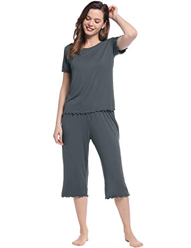Joyaria Pijama Capri de manga corta para mujer gris oscuro M Cover