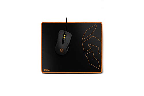KROM Knout Speed Black Bulk Edition ​​​​- NXKROMKNTSPD - Tapis de Souris Gaming, pour Souris Optique/Laser, Base en Caoutchouc, Taille 320x270x3mm, Couleur Noir/Orange Cover