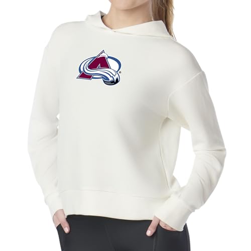 Northwest NHL Colorado Avalanche Women's Soft Pullover Waffle Hoodie, Warm Comfortable Sweatshirt with Team Logo, Cozy Long Sleeve Fan Apparel, Medium