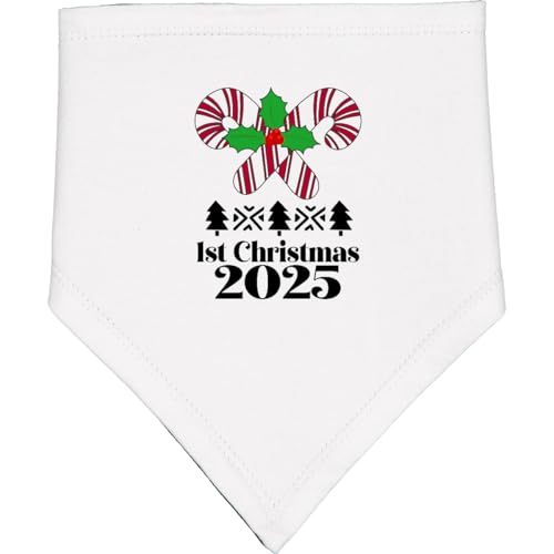 inktastic Babys 1st Christmas 2025 Candy Canes Baby Bandana Bib