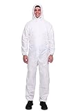 Unisex Disposable Hazmat Type Coverall with Hood Health and Safety Protective Clothing Category 3 M