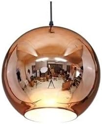 OZZKI Hanglamp Eenvoudige post moderne glazen bal kroonluchter lamp Plating afwerking kerstronde Halloween spiegel plafond hanglamp for keuken restaurant eetkamer hangende hanglantaarslantaarn e27 Inb