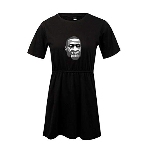 LJXJ i Cant Breathe En Verano, no Puedo Respirar el Vestido de Chica universitaria de Tendencia de Moda,black4,S
