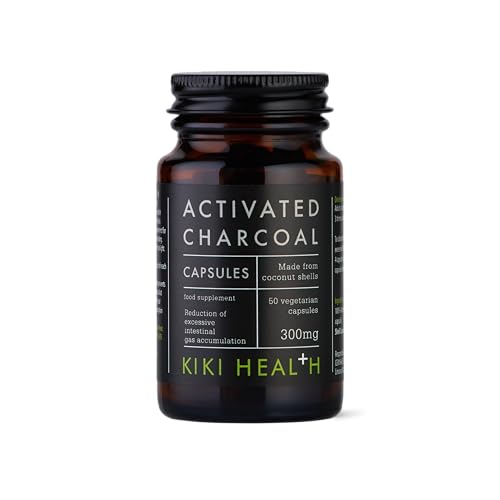 KIKI Health - Activated Charcoal 300mg - Made from 100% Pure Coconut Shells - Contributes to Reducing Excessive Flatulence After Eating - Natural Teeth Whitener - 50 Capsules
