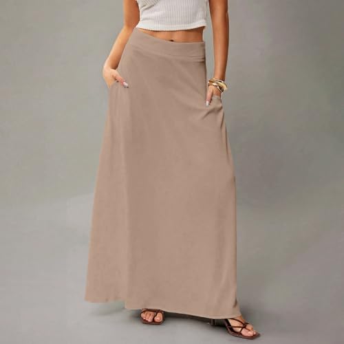 Women’s Beige Floral Maxi Skirt with Pockets, Elastic Waist, Size S - Image 5