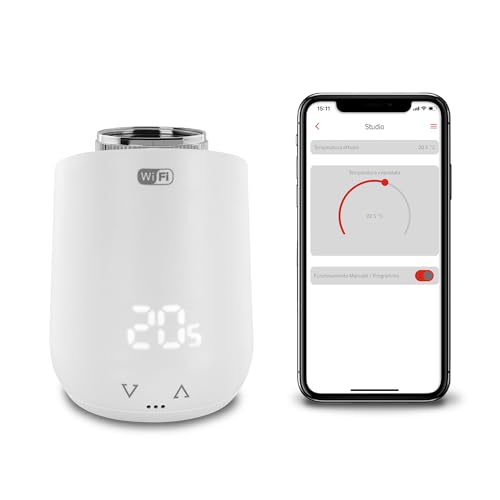 VEMER VE798100 THERMOPRO WiFi - Válvula termostática WiFi para Radiador con App, Cabezal Termostático Inteligente, Termostato de Calefacción, Funciona con Pilas, Blanco