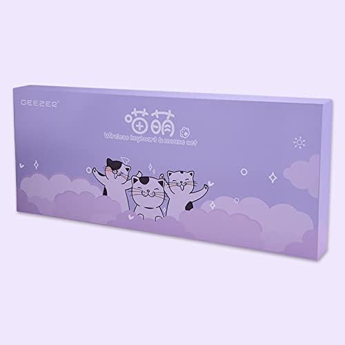 Cute Cat Keyboard and Mouse Combo Wireless, Kawaii Keyboard and Mouse for Girls and Kids, Soundless Colorful Keys, Compatible with Notebook, PC (Purple-84Keys) 9 31BiLcmmFqL. AC