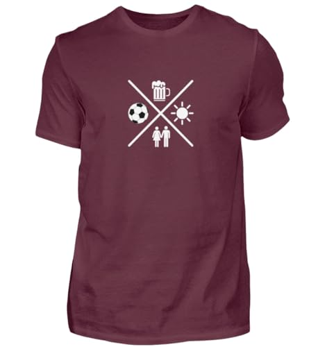 T-shirt pour homme bordeaux Malle Football Love Bier Sonne Party taille XS