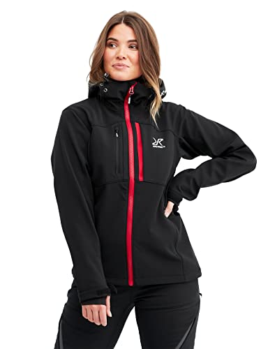 RevolutionRace Hiball Jacket, Veste pour Femmes, Ventilée et Déperlante pour toutes les activités de plein air, Black/Red, S Cover