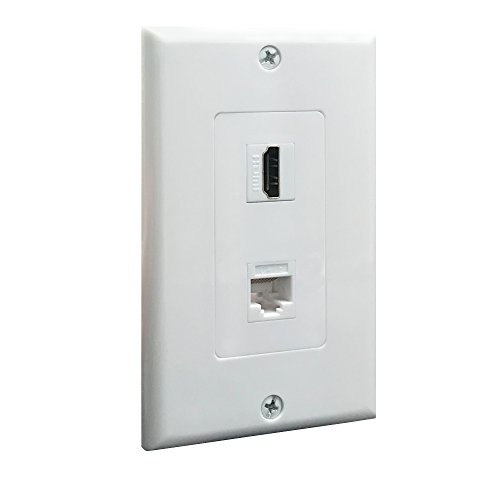 Hdmi And Cat6 Ethernet Rj45 Wall Plate For Hdtv,Yomyrayhu,With Single Gang Low Voltage Mounting Bracket #TOP3