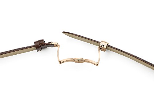 Istrap Leather Watch Band -Alligator Grain Embossed Pattern Calfskin Replacement Strap-Stainless Steel Deployment Buckle With Push Buttons-Bracelet For Men Women-18Mm 19Mm 20Mm 21Mm 22Mm 24Mm #TOP4