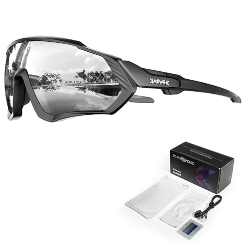 KAPVOE Polarized Sunglasses UV Protection for Women Men Cycling Sunglasses TR90 Frame Bicycle MTB Running Mountain Bike Glasses Baseball Biking Riding 50 black -  DZ-K9408-BTC-1L-50