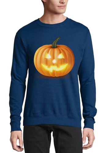 Pull d'Halloween coton bleu marine citrouille cadeau idéal pour l'automne